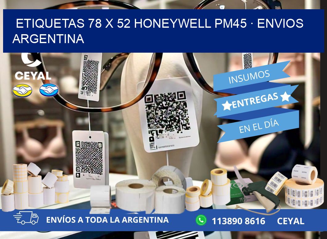 ETIQUETAS 78 x 52 HONEYWELL PM45 · ENVIOS ARGENTINA