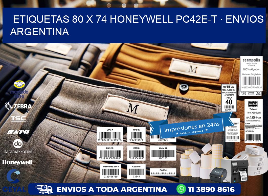 ETIQUETAS 80 x 74 HONEYWELL PC42E-T · ENVIOS ARGENTINA