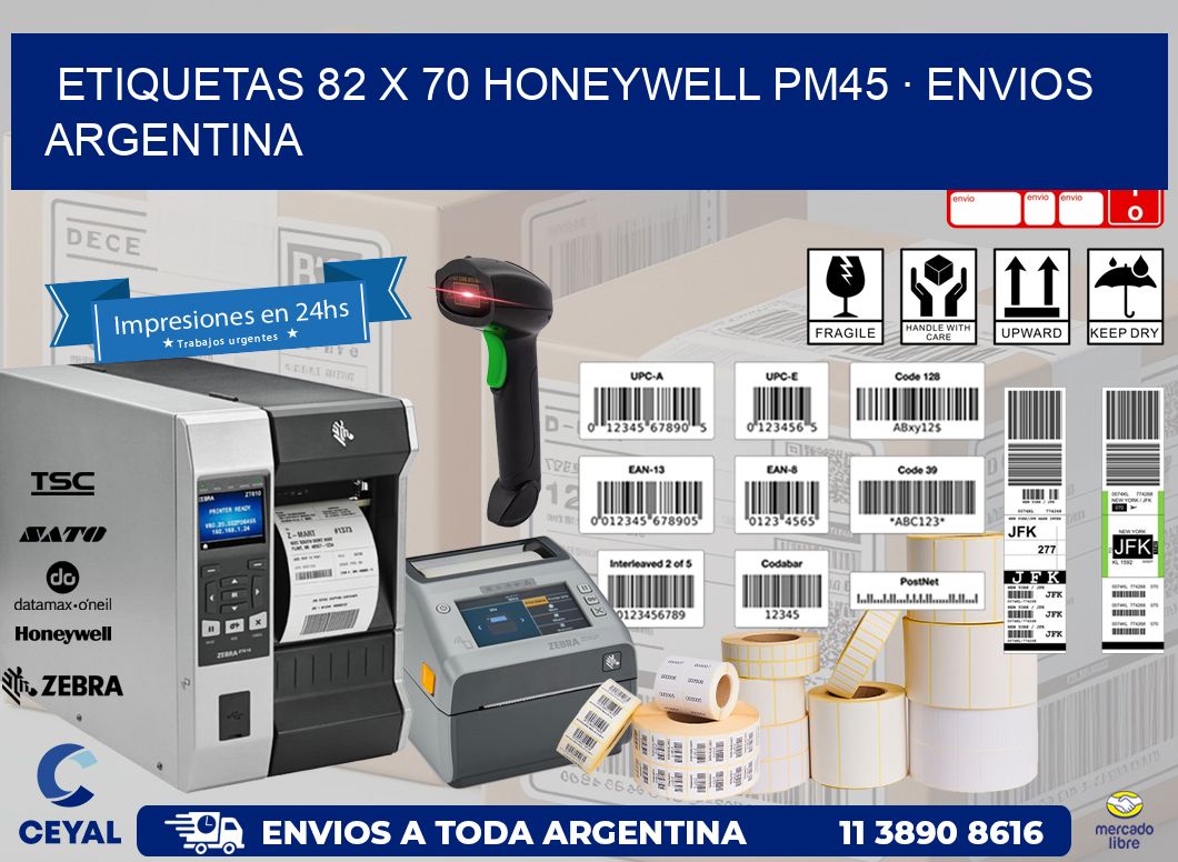 ETIQUETAS 82 x 70 HONEYWELL PM45 · ENVIOS ARGENTINA