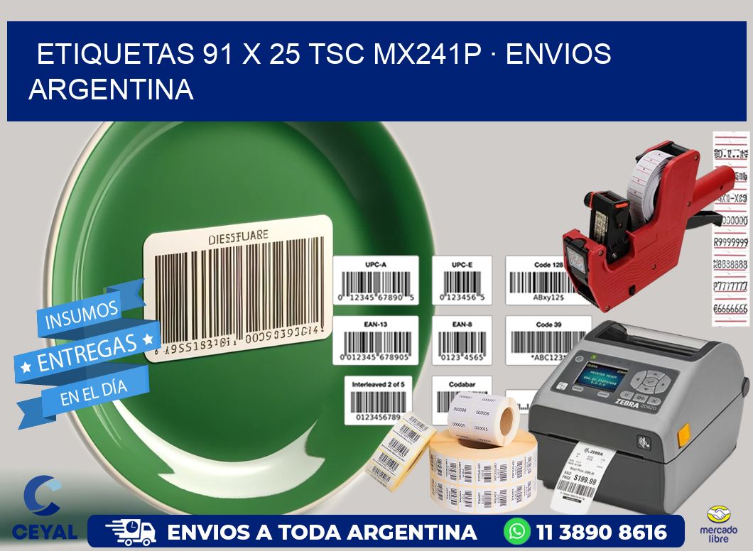 ETIQUETAS 91 x 25 TSC MX241P · ENVIOS ARGENTINA
