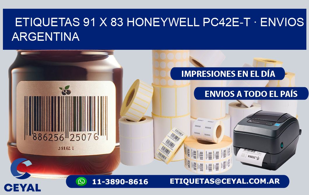 ETIQUETAS 91 x 83 HONEYWELL PC42E-T · ENVIOS ARGENTINA