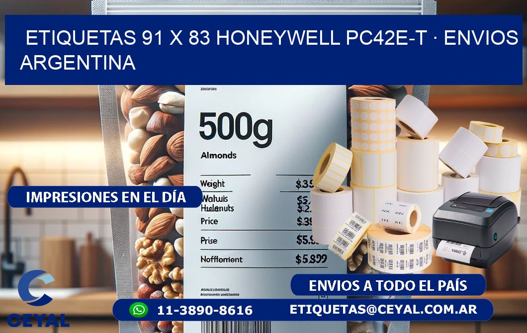 ETIQUETAS 91 x 83 HONEYWELL PC42E-T · ENVIOS ARGENTINA