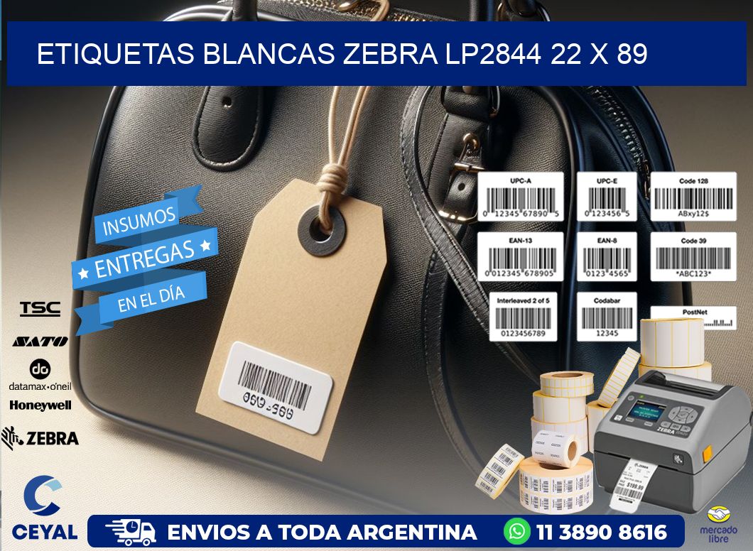 ETIQUETAS BLANCAS ZEBRA LP2844 22 x 89