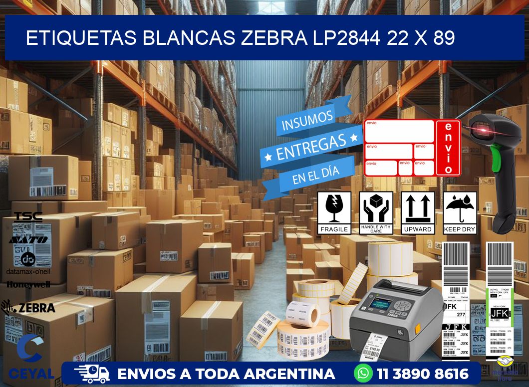 ETIQUETAS BLANCAS ZEBRA LP2844 22 x 89