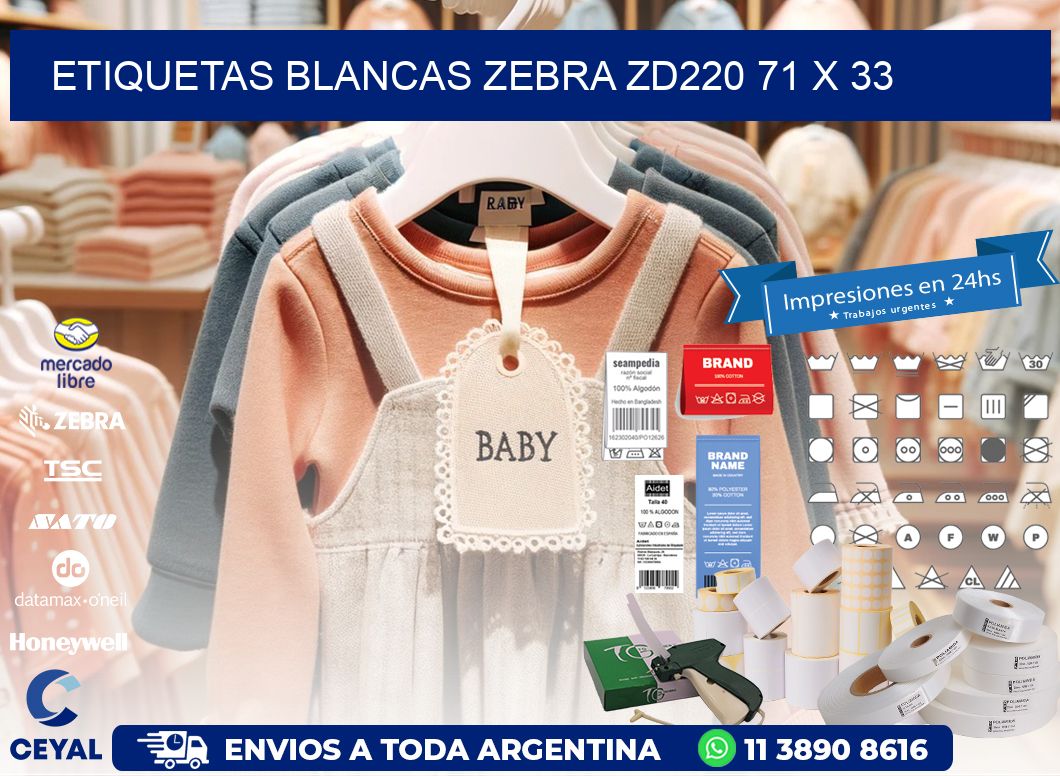 ETIQUETAS BLANCAS ZEBRA ZD220 71 x 33