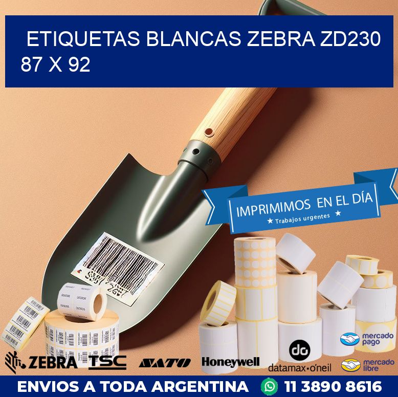 ETIQUETAS BLANCAS ZEBRA ZD230 87 x 92
