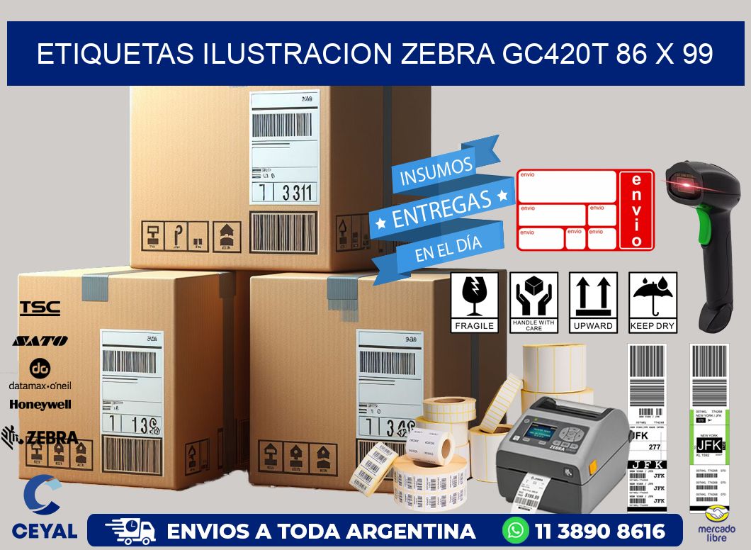 ETIQUETAS ILUSTRACION ZEBRA GC420T 86 x 99