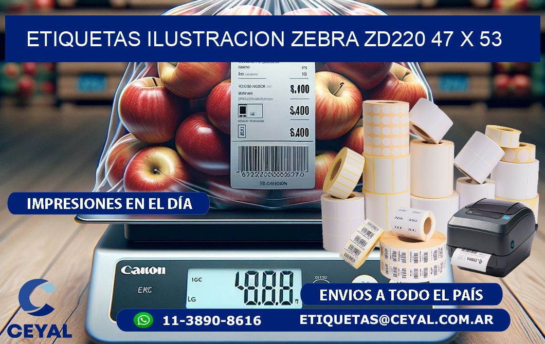 ETIQUETAS ILUSTRACION ZEBRA ZD220 47 x 53