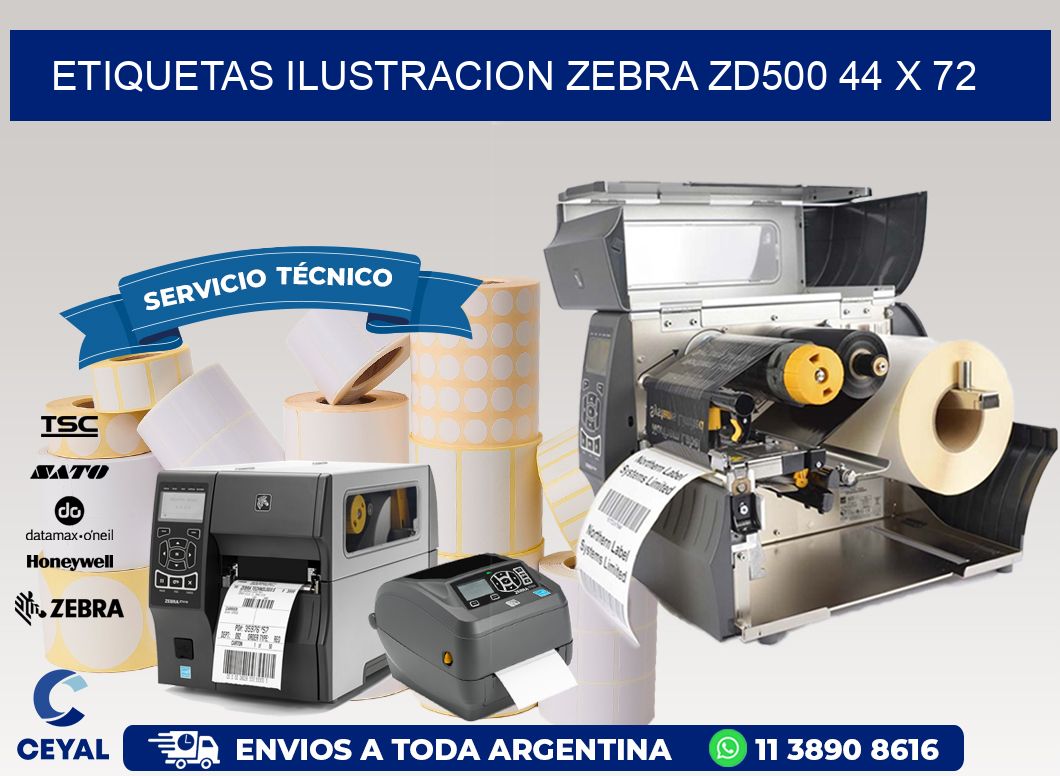 ETIQUETAS ILUSTRACION ZEBRA ZD500 44 x 72