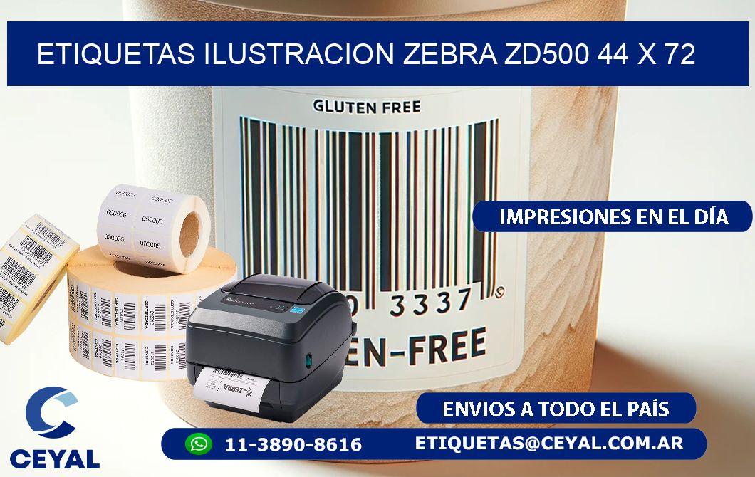 ETIQUETAS ILUSTRACION ZEBRA ZD500 44 x 72