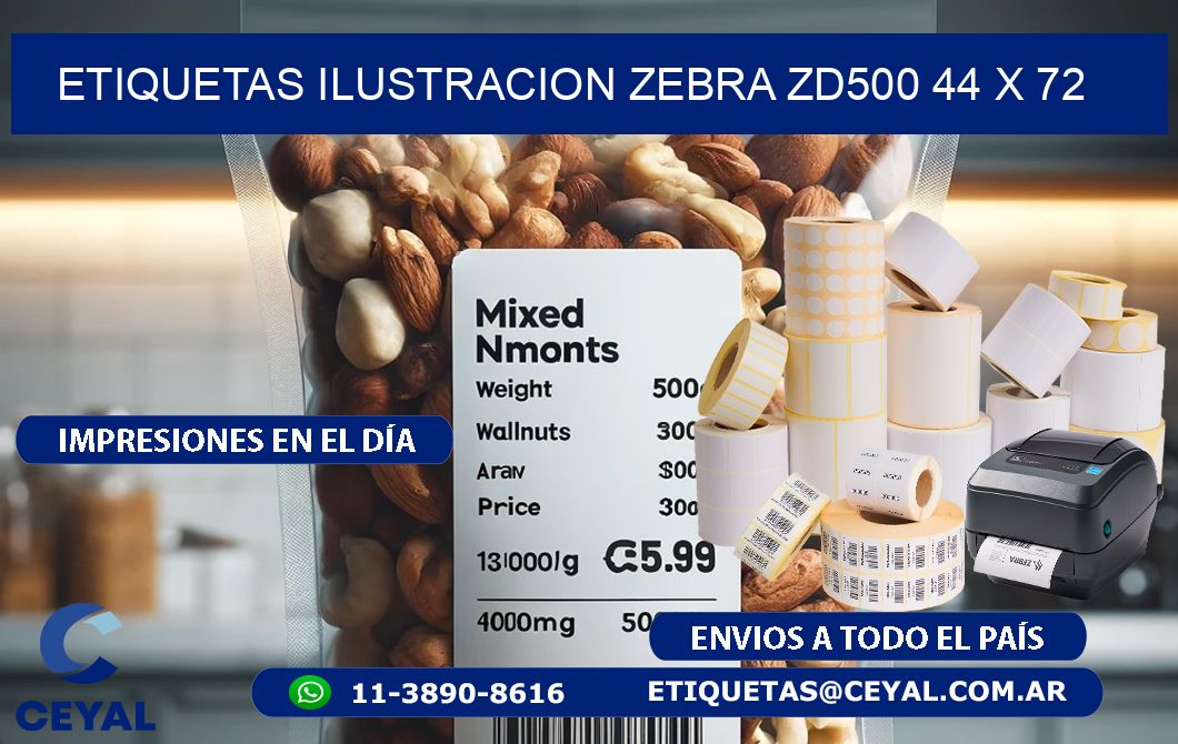 ETIQUETAS ILUSTRACION ZEBRA ZD500 44 x 72
