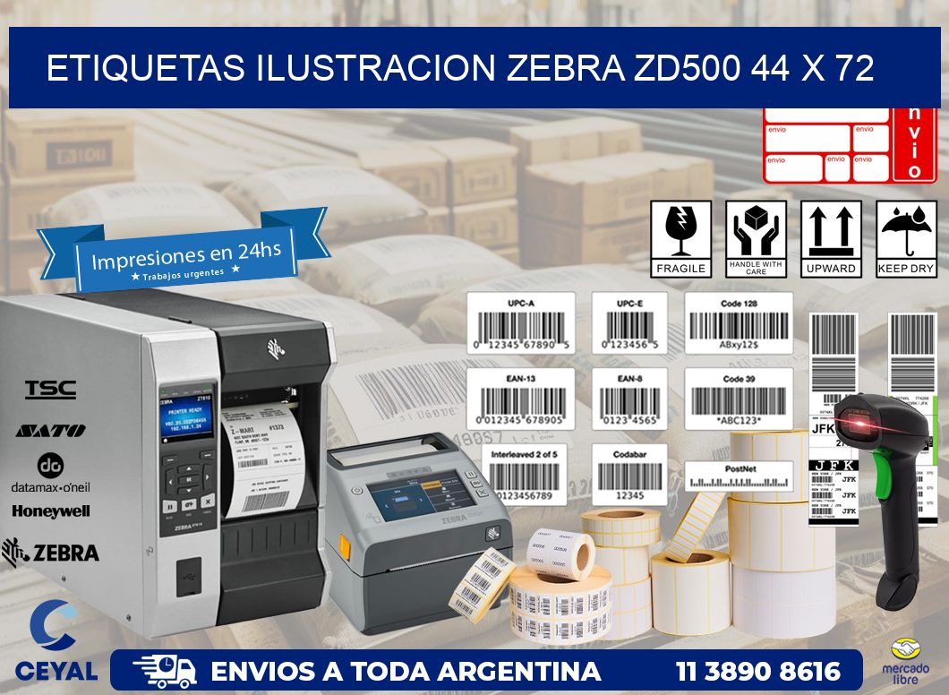 ETIQUETAS ILUSTRACION ZEBRA ZD500 44 x 72