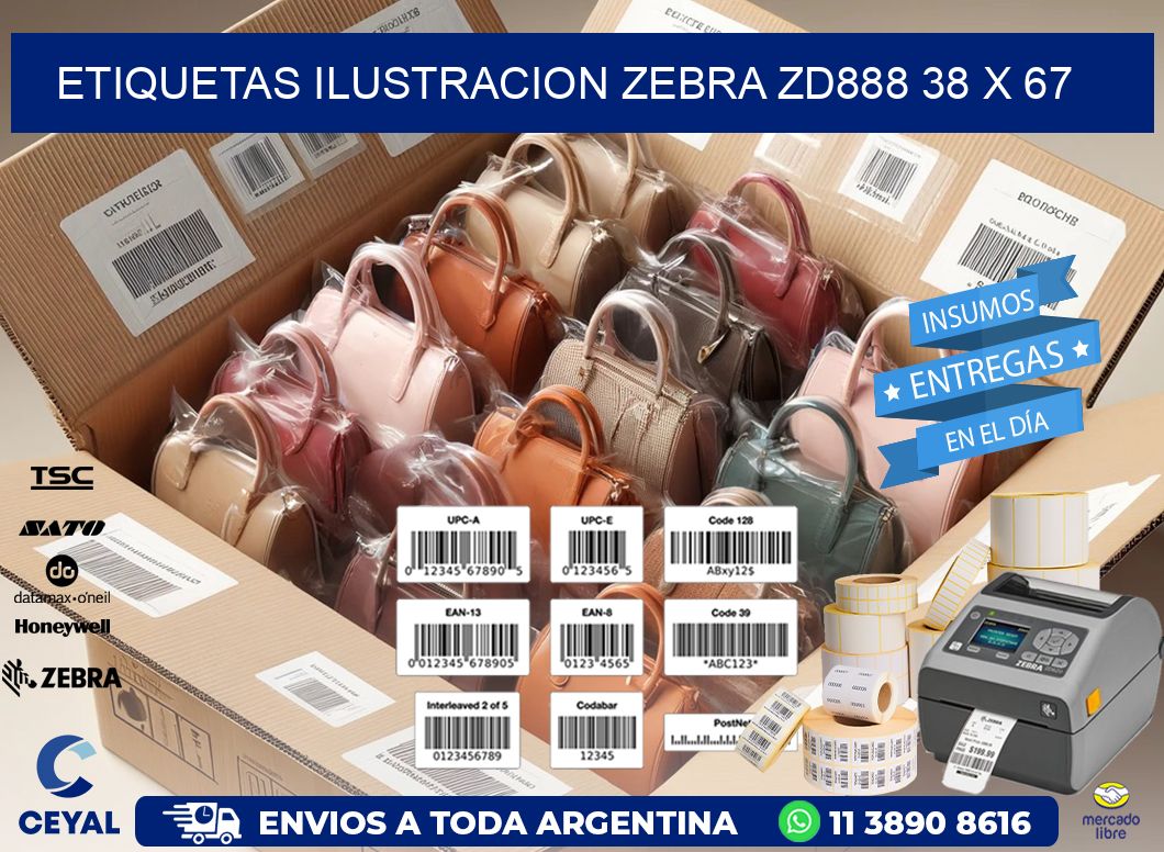 ETIQUETAS ILUSTRACION ZEBRA ZD888 38 x 67
