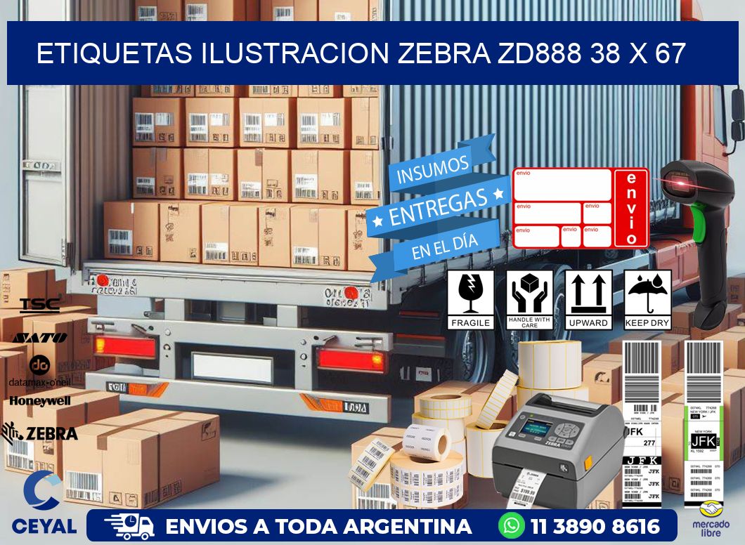 ETIQUETAS ILUSTRACION ZEBRA ZD888 38 x 67