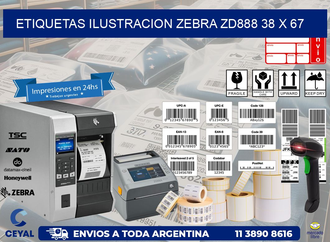 ETIQUETAS ILUSTRACION ZEBRA ZD888 38 x 67
