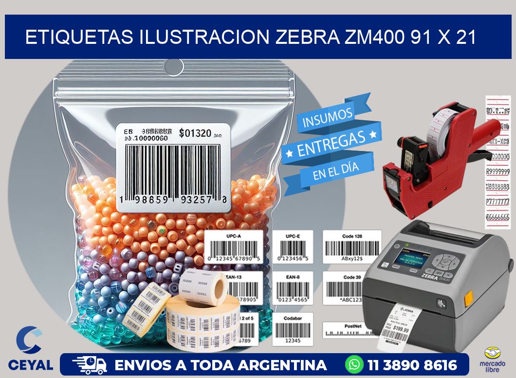 ETIQUETAS ILUSTRACION ZEBRA ZM400 91 x 21