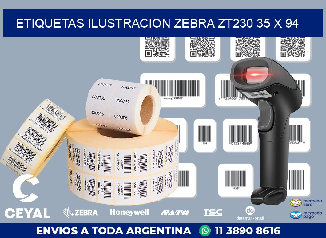 ETIQUETAS ILUSTRACION ZEBRA ZT230 35 x 94