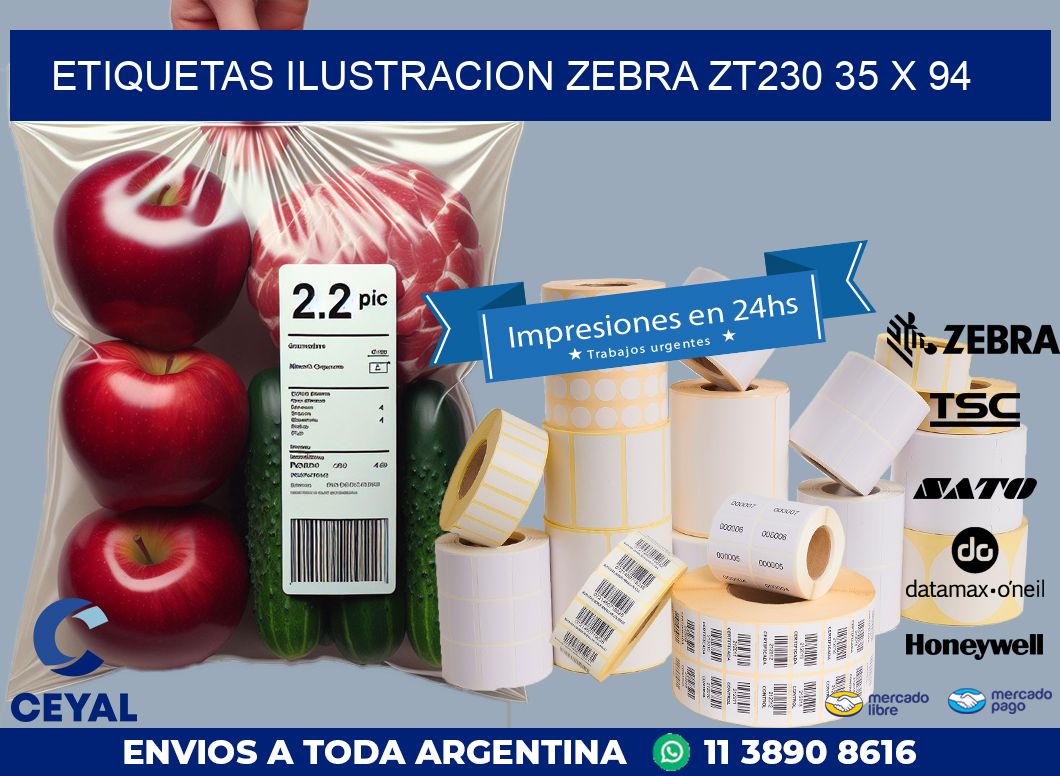 ETIQUETAS ILUSTRACION ZEBRA ZT230 35 x 94