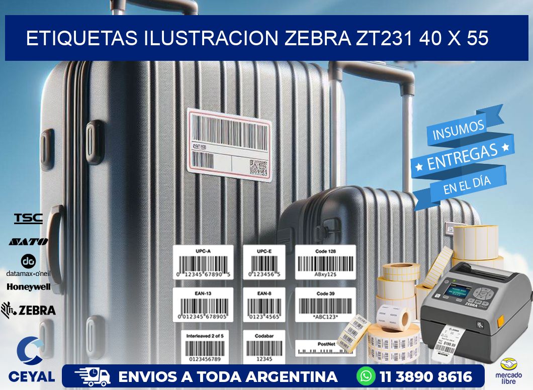 ETIQUETAS ILUSTRACION ZEBRA ZT231 40 x 55