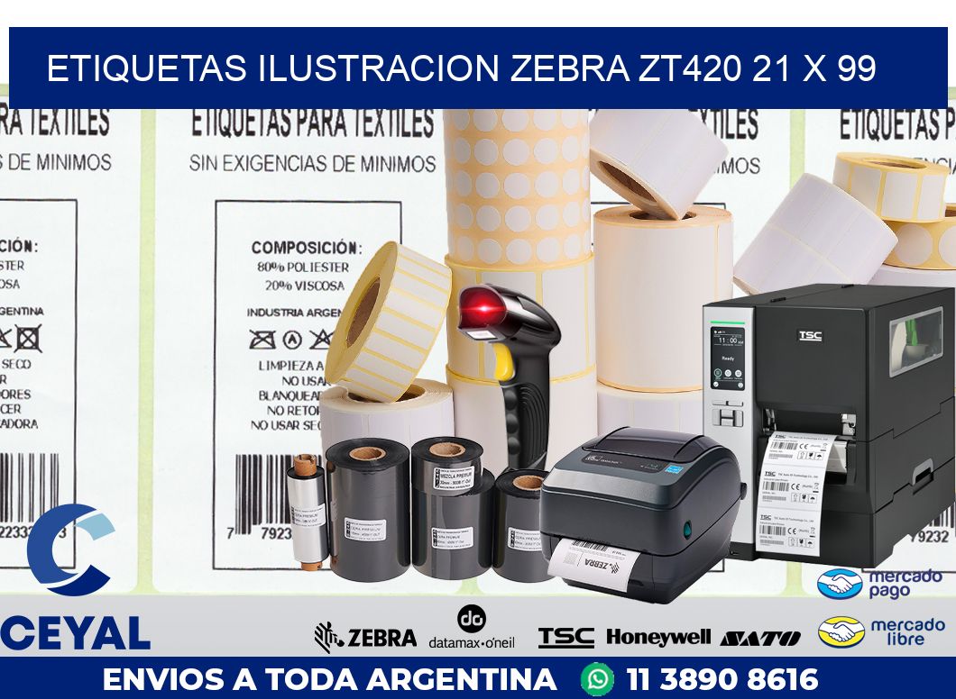 ETIQUETAS ILUSTRACION ZEBRA ZT420 21 x 99