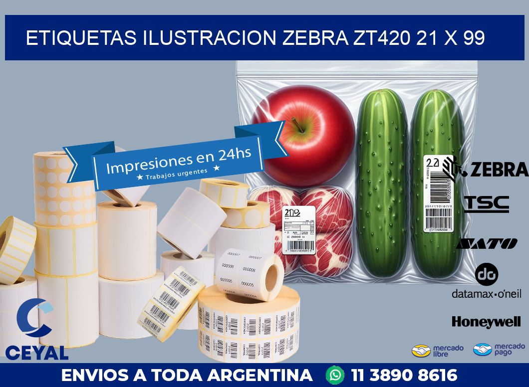 ETIQUETAS ILUSTRACION ZEBRA ZT420 21 x 99