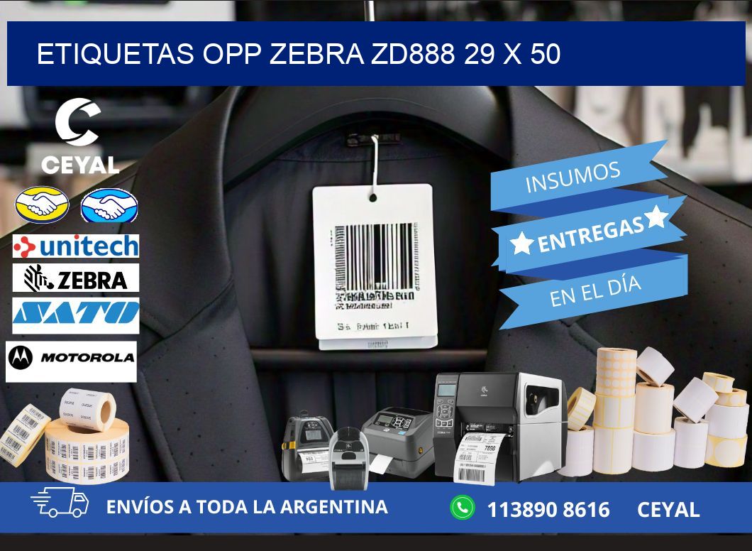 ETIQUETAS OPP ZEBRA ZD888 29 x 50
