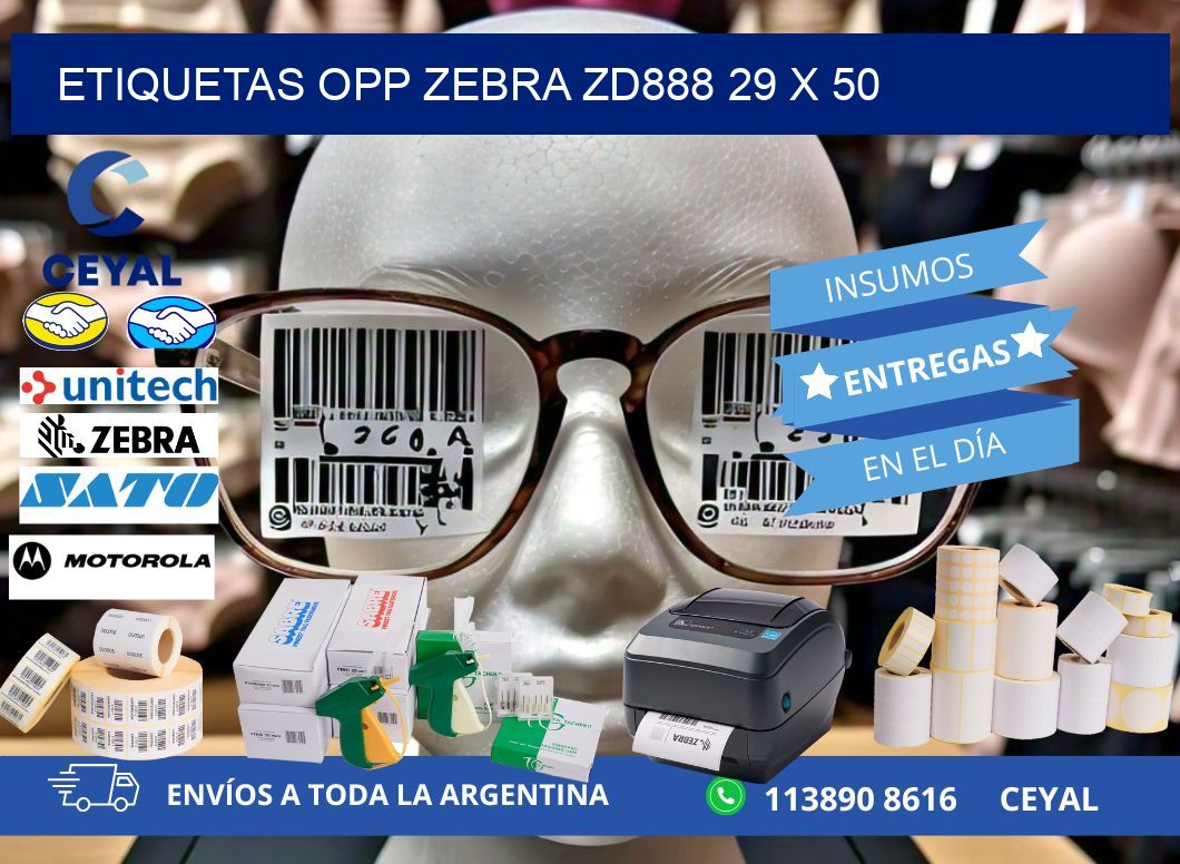 ETIQUETAS OPP ZEBRA ZD888 29 x 50