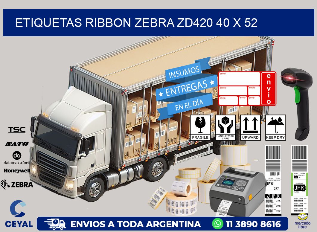 ETIQUETAS RIBBON Zebra ZD420 40 x 52