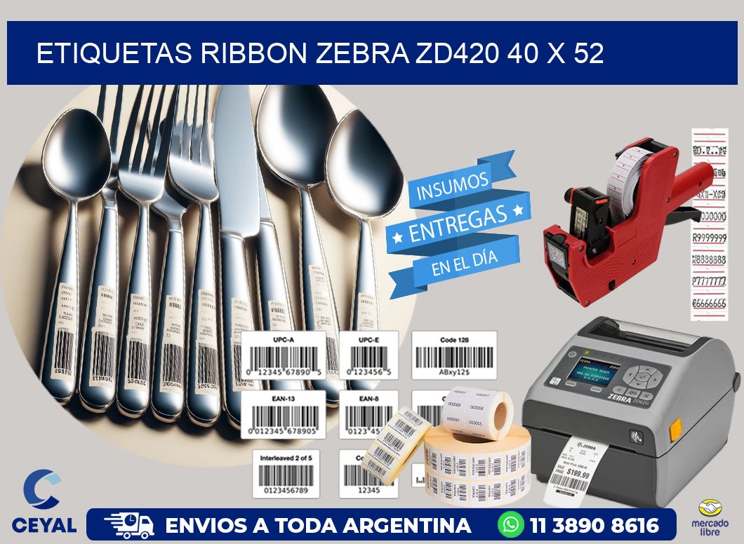ETIQUETAS RIBBON Zebra ZD420 40 x 52
