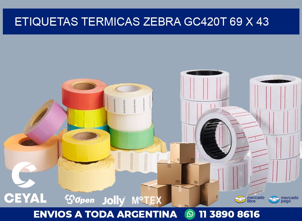 ETIQUETAS TERMICAS ZEBRA GC420T 69 x 43