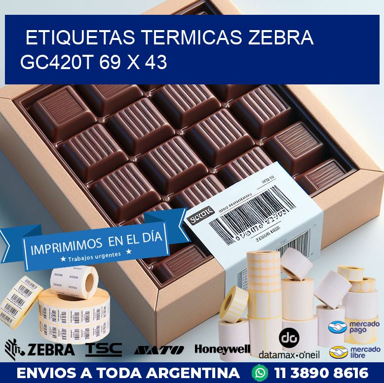 ETIQUETAS TERMICAS ZEBRA GC420T 69 x 43