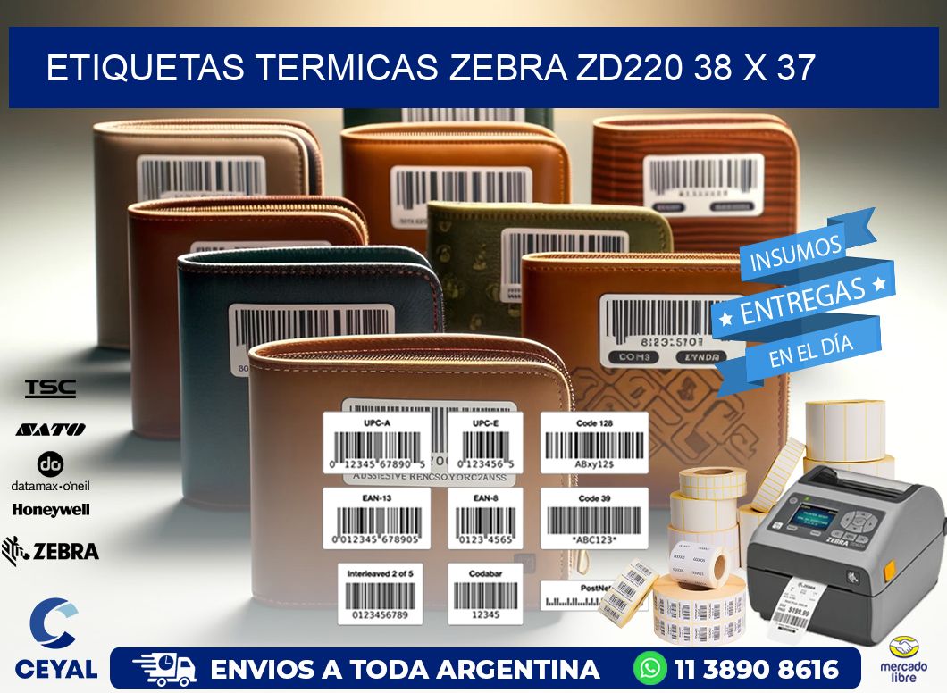 ETIQUETAS TERMICAS ZEBRA ZD220 38 x 37