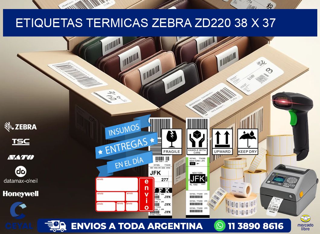 ETIQUETAS TERMICAS ZEBRA ZD220 38 x 37