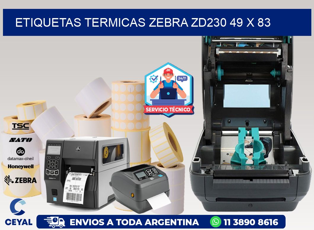 ETIQUETAS TERMICAS ZEBRA ZD230 49 x 83