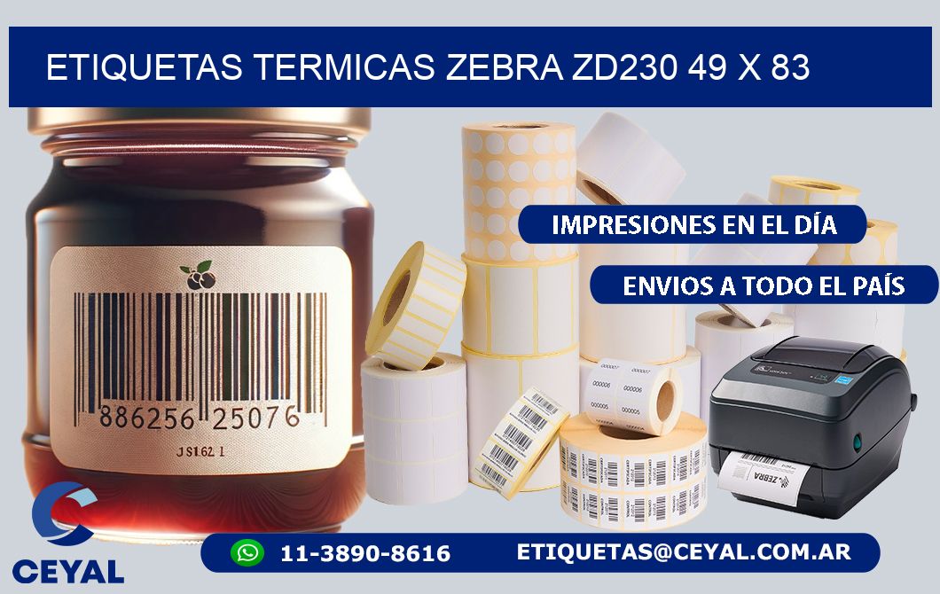 ETIQUETAS TERMICAS ZEBRA ZD230 49 x 83