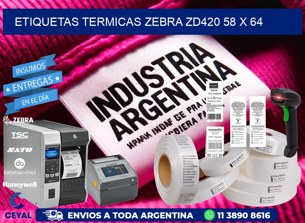ETIQUETAS TERMICAS ZEBRA ZD420 58 x 64