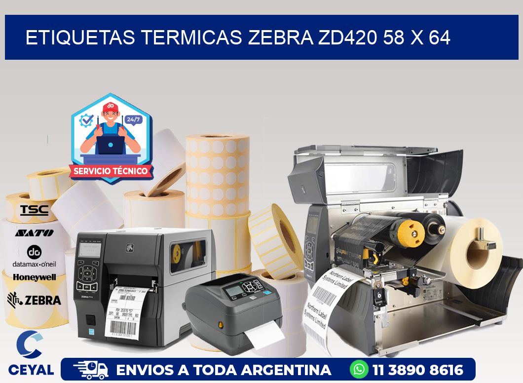 ETIQUETAS TERMICAS ZEBRA ZD420 58 x 64