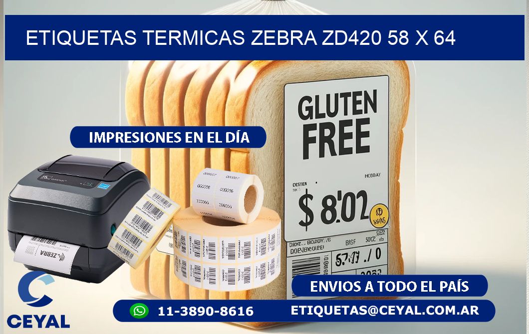 ETIQUETAS TERMICAS ZEBRA ZD420 58 x 64