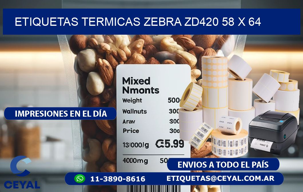 ETIQUETAS TERMICAS ZEBRA ZD420 58 x 64