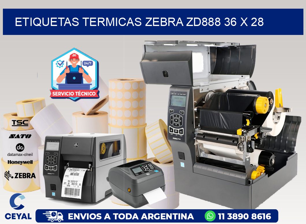 ETIQUETAS TERMICAS ZEBRA ZD888 36 x 28