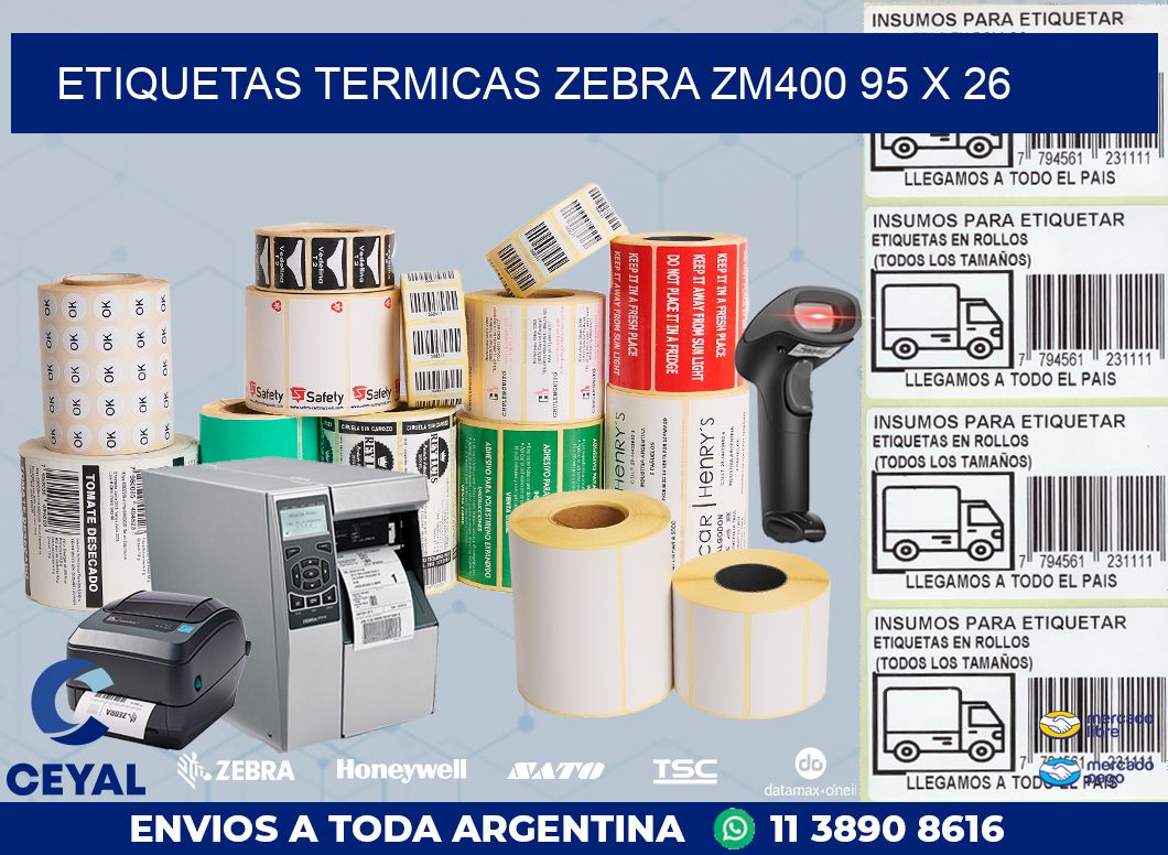 ETIQUETAS TERMICAS ZEBRA ZM400 95 x 26