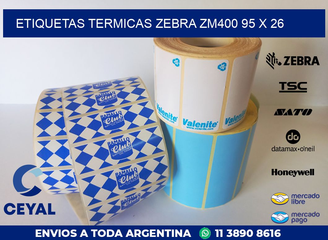 ETIQUETAS TERMICAS ZEBRA ZM400 95 x 26