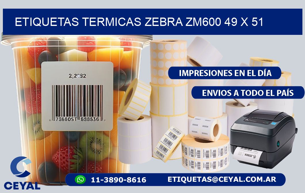 ETIQUETAS TERMICAS ZEBRA ZM600 49 x 51
