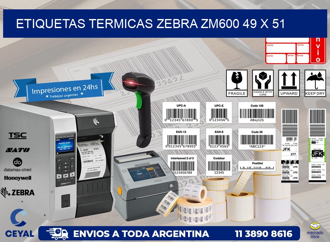 ETIQUETAS TERMICAS ZEBRA ZM600 49 x 51