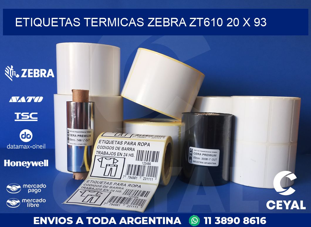 ETIQUETAS TERMICAS ZEBRA ZT610 20 x 93