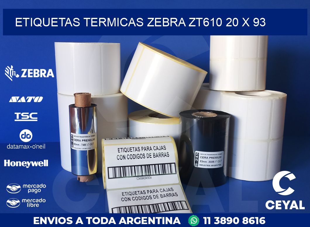 ETIQUETAS TERMICAS ZEBRA ZT610 20 x 93