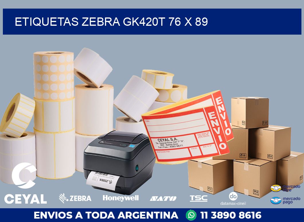 ETIQUETAS Zebra GK420T 76 x 89