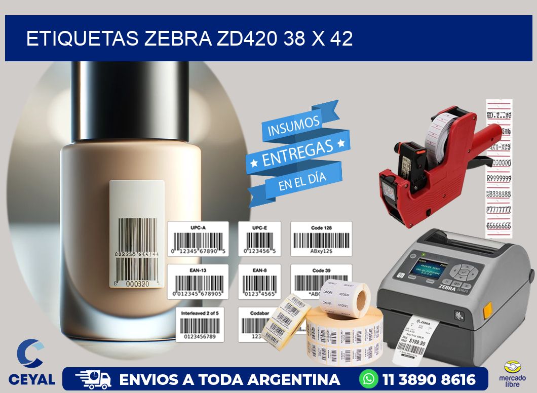 ETIQUETAS Zebra ZD420 38 x 42