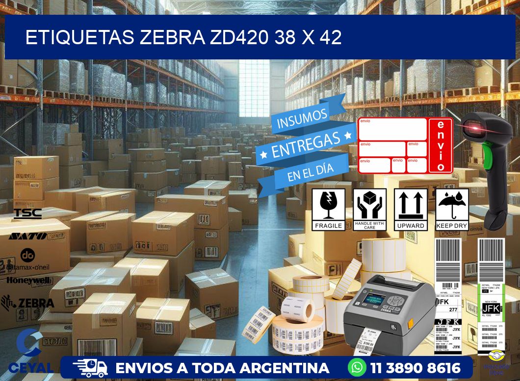 ETIQUETAS Zebra ZD420 38 x 42