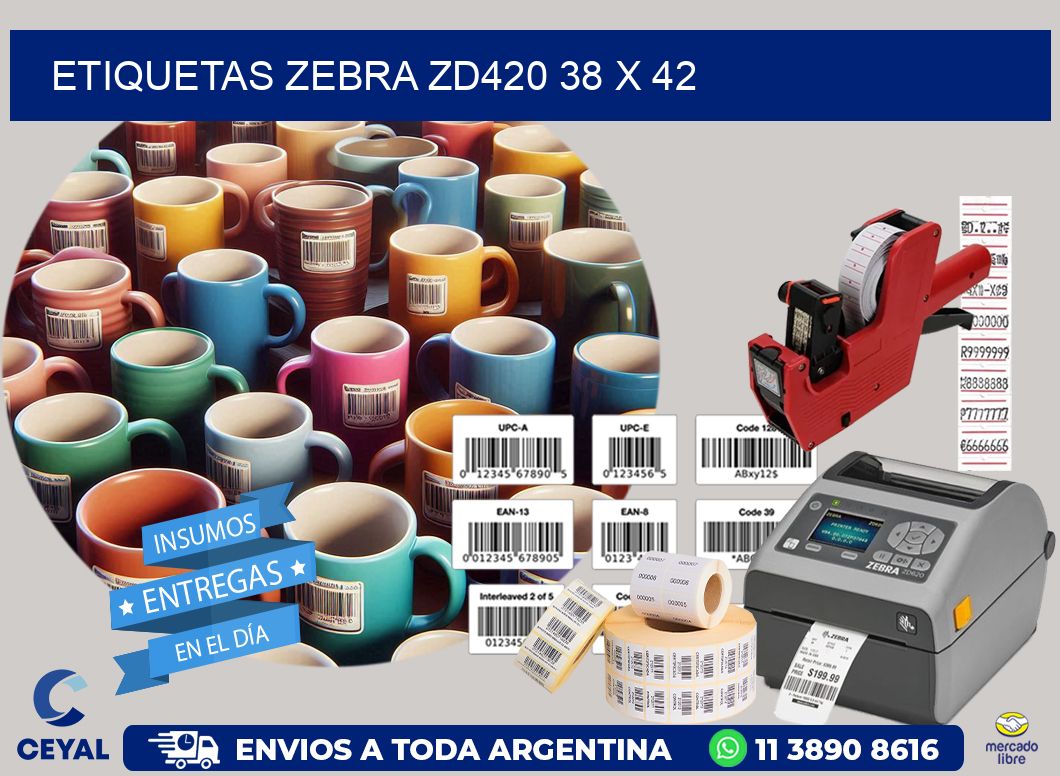 ETIQUETAS Zebra ZD420 38 x 42